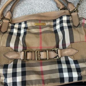 Burberry Beige and Black Plaid tote/Shoulder Bag